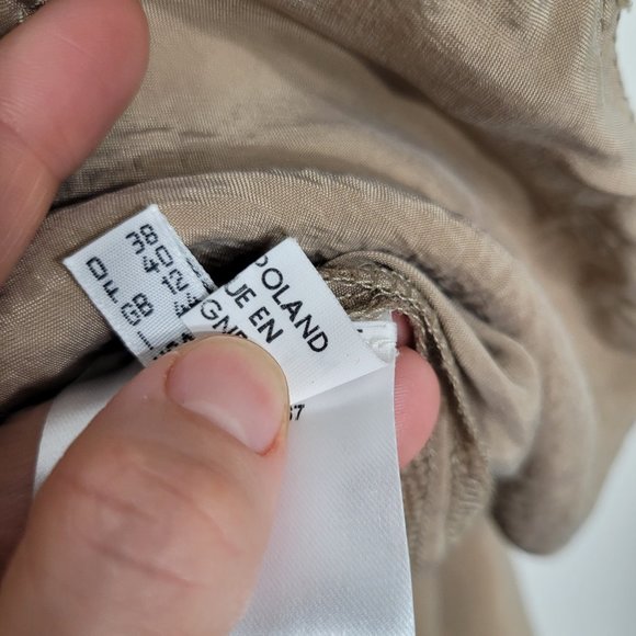 Jean Paul Barlin Tan Double Breasted Silky Neck Tie Long Sleeve Belted Jacket - Picture 11 of 13